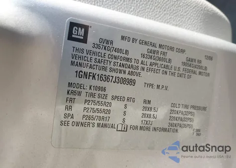 2007 Chevrolet Suburban 1500 Ltz из США, поврежденный, VIN 1GNFK16367J308989